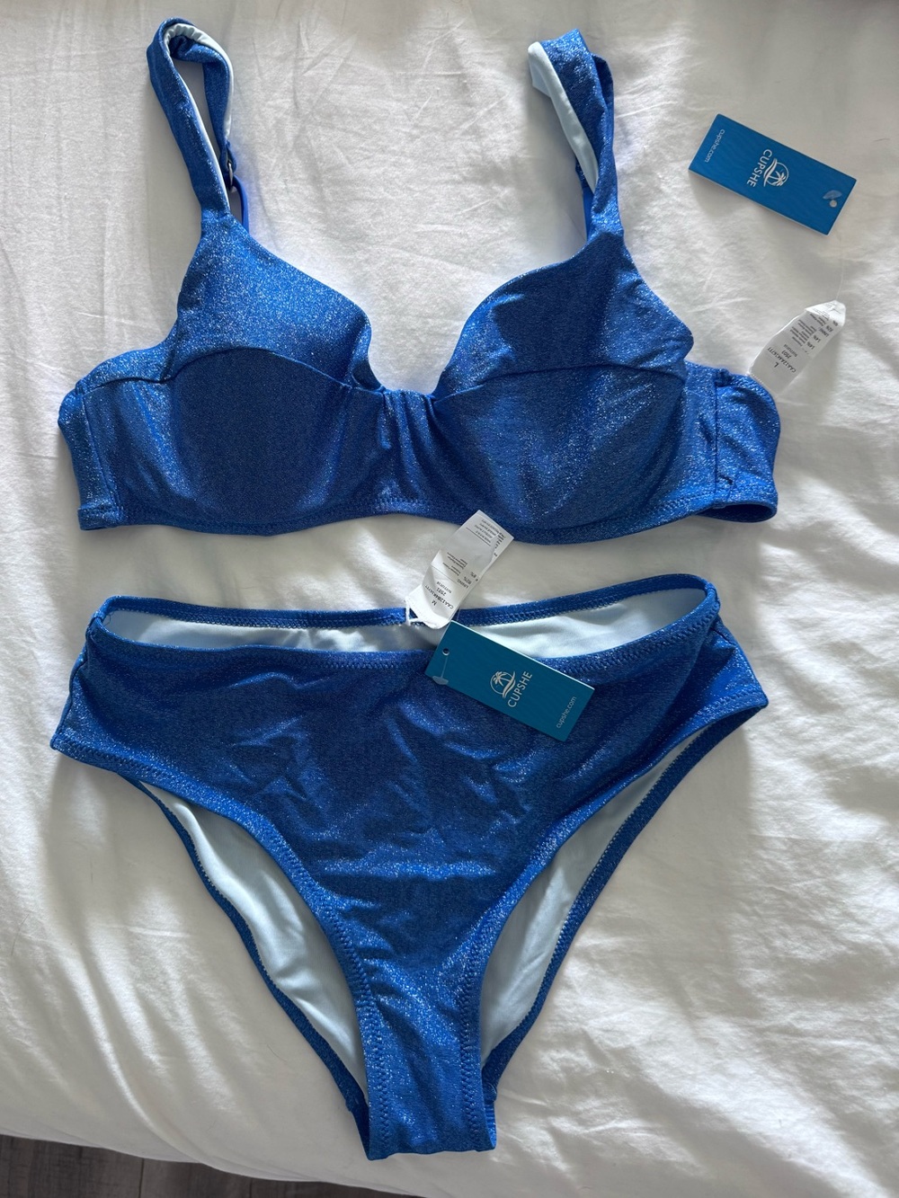🫐CUPSHE Blue Shimmery Two-Piece Bikini Set